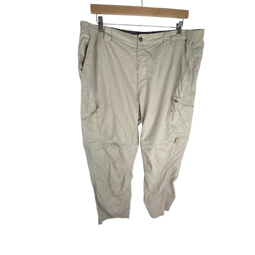 Columbia Omni-Shade Pants Mens FITS 40x32 Beige Convertible Cargo Zip Off Hiking